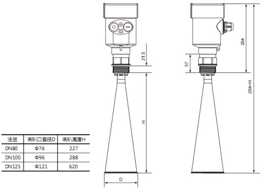 導波雷達液位計RD708外形尺寸圖